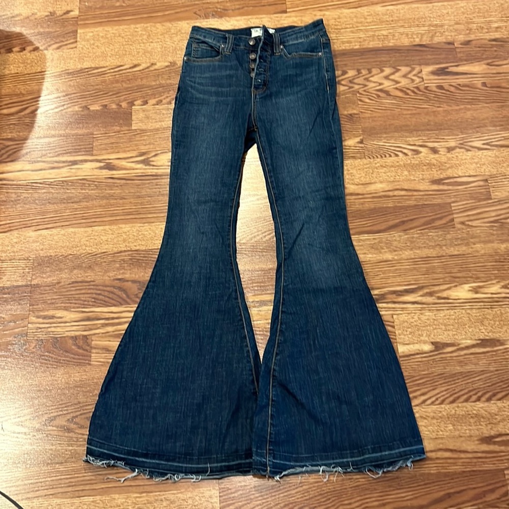 We the free free people dark wash wide leg flare Jean